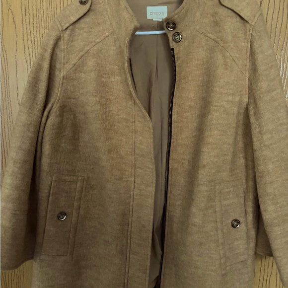 CHICOS Boiled Wool Camel Jacket, with a FREE Wool Scarf as a Bonus! - Picture 7 of 16